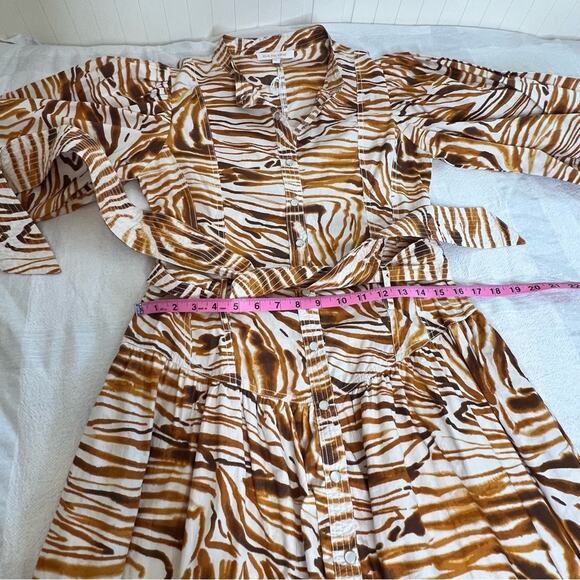 Anthropologie Love The Label Honey Puff Sleeve Swirl Midi Dress Zebra S NWT - Picture 9 of 15